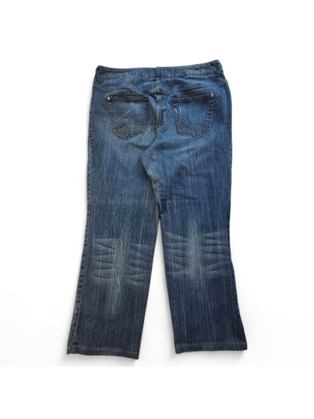 Lane Bryant Womens Embroidered Denim Jeans Distressed Medium Wash Size 20 Averag - Picture 2 of 16